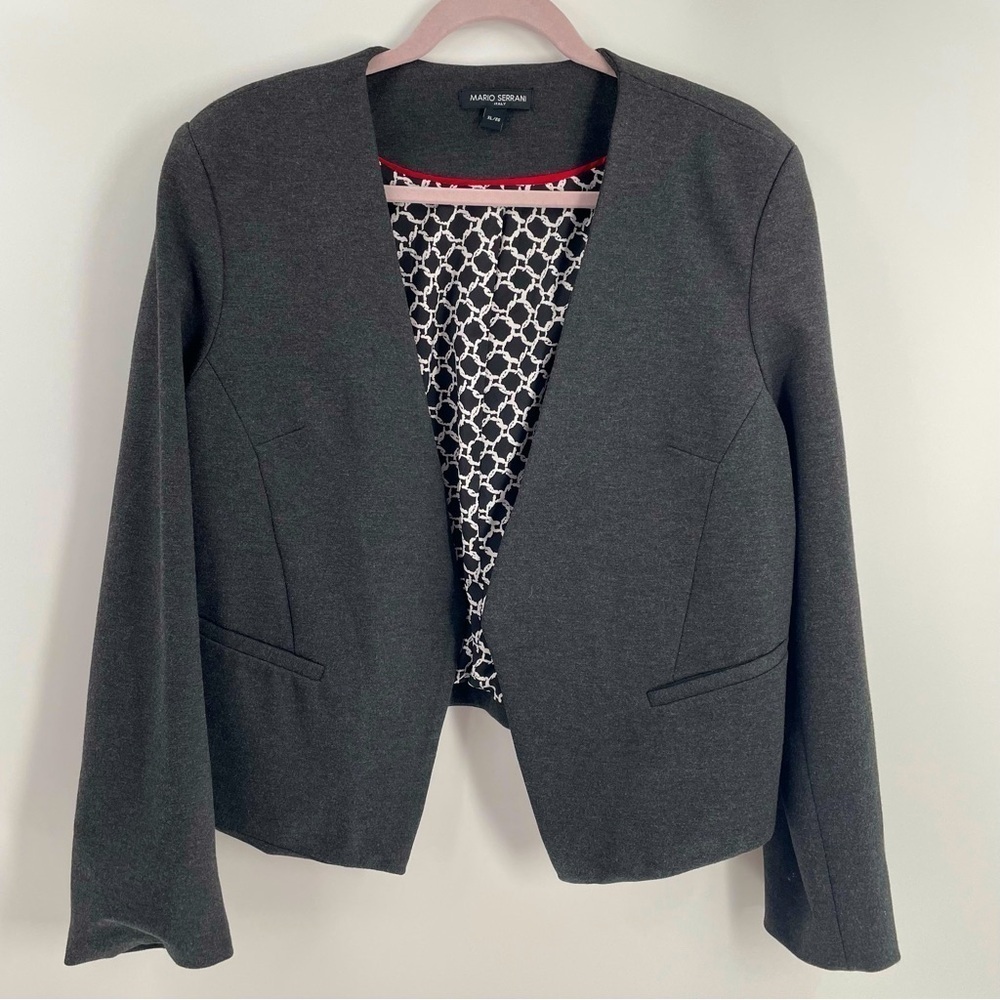 Mario Serrani Italian Long Sleeve Open Lined Faux Pocket Jacket Blazer Office